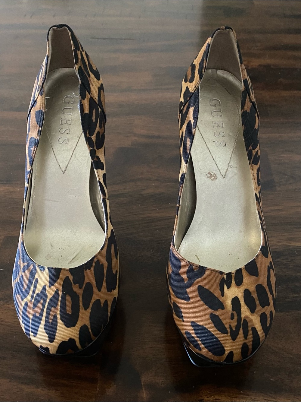 GUESS Leopard-Print Platform Pumps in Brown and Black